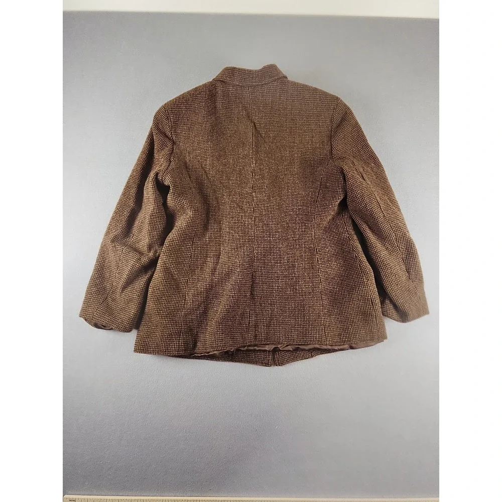Lauren Ralph Lauren Size 12 Brown Lined Wool Full Zip Classic Jacket - Picture 7 of 7